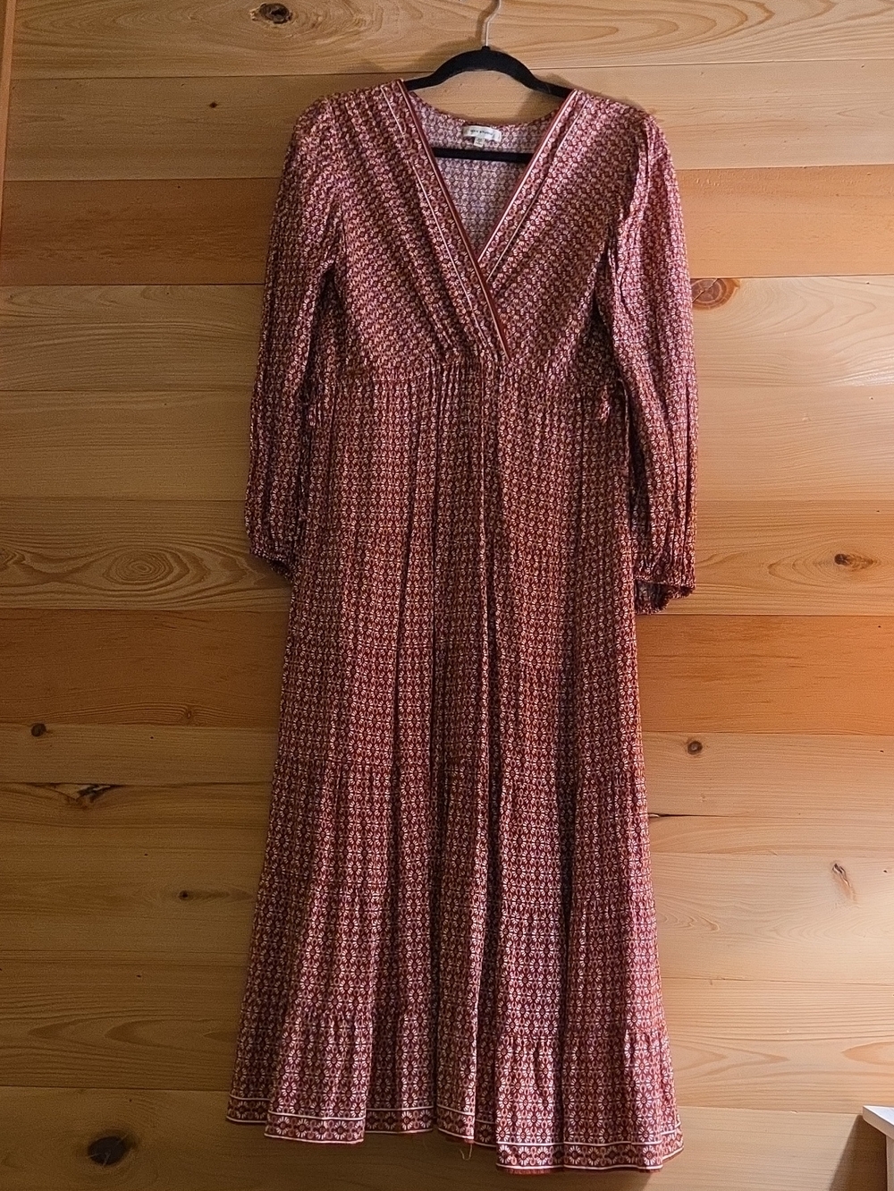Max Studio Rust Floral Long-Sleeve Maxi Dress